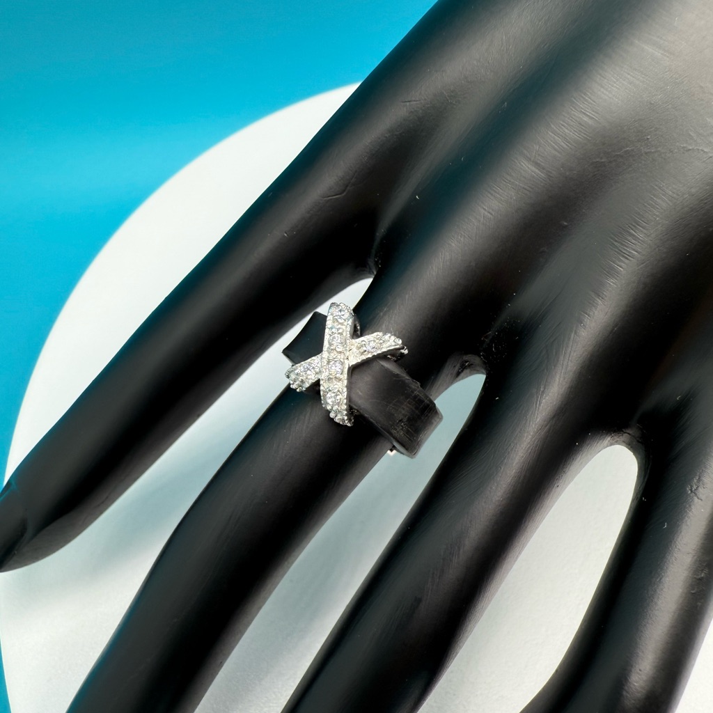 Silver X-Cross Ring